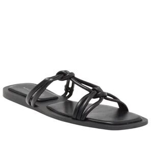 AZALEA WANG Stetson Sandal Black Square Toe Strappy Slide Size 7 NEW